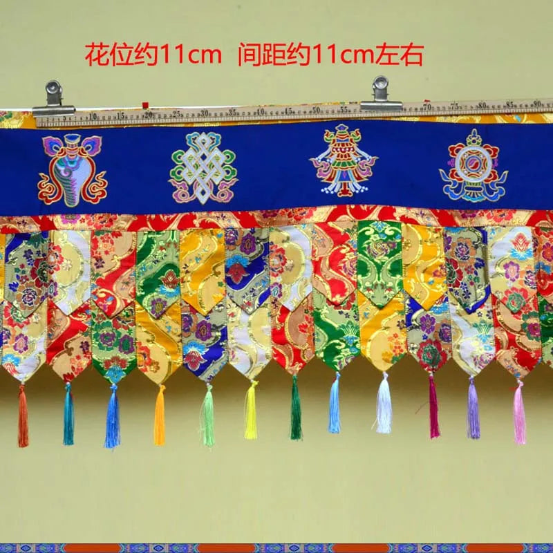 1.9 Meters long Buddha hall Temple decoration Buddhism 8 Auspicious Symbols wall Hanging table Altar Enclosing curtain draperies