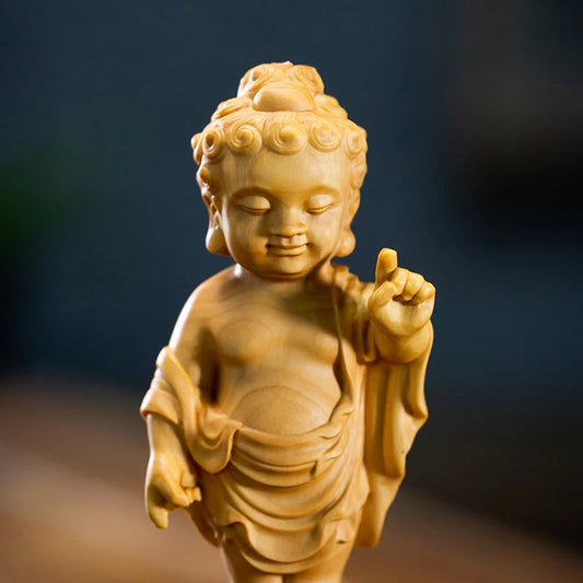10/12CM Sakyamuni Buddha New Wood Statue Buddha Statue Boxwood Zodiac Home Decoration Fortune Prosperity Feng Shui Decoration