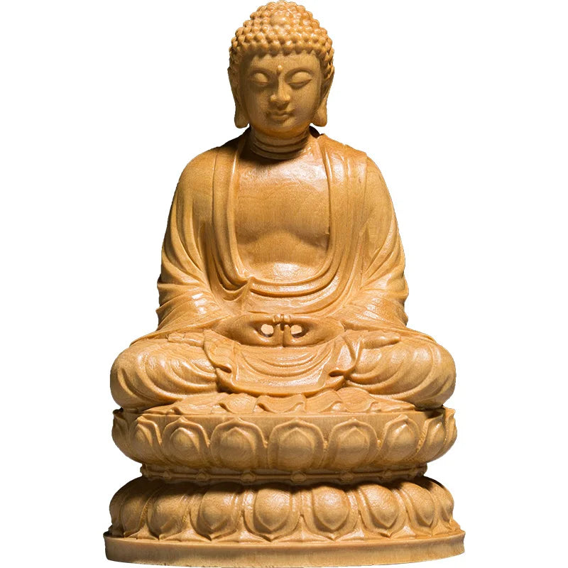 10/13CM Mini Shakyamuni Buddha Wood Handmade Carved Gift Buddha Figures Home Decoration Collection Ornaments Desk Decors