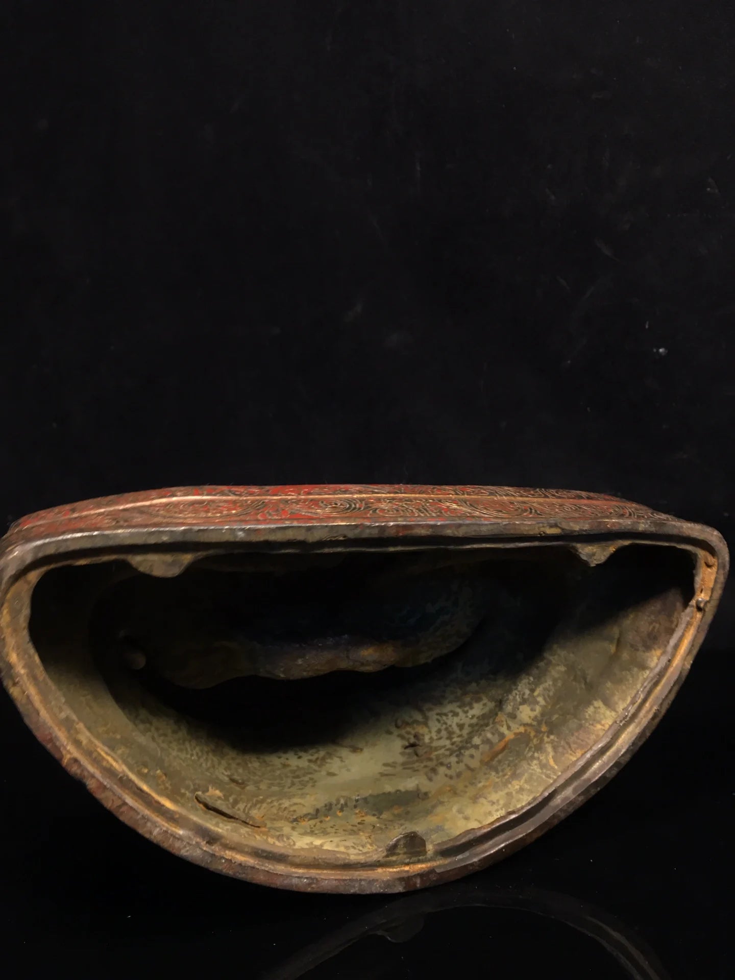 10"Tibetan Temple Collection Old Bronze Cinnabar Mud gold Guru Buddha Buddhist teacher Buddha Terrace worship hall Town house