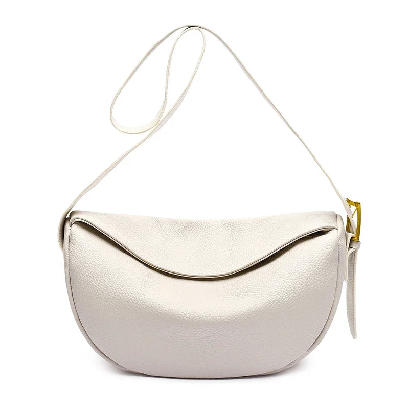 100%Genuine Leather Shoulder Bag Women's bag Fashion Luxury Brand Women Handbag Designers Half Moon Cowhide Female Messenger Bag