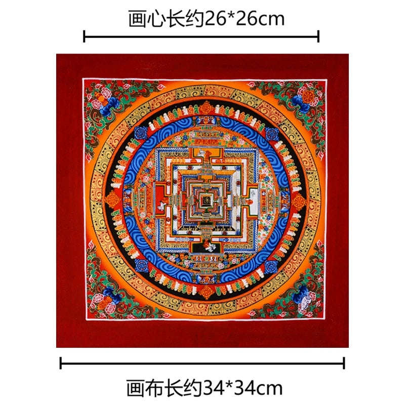 100% Hand painted Eight auspicious scripture Mandala Thangka Thang-ga Buddhist family Hall altar wall Decorative painting S1