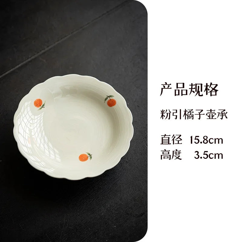 100ml Japanese Powder Plant Ash Tea Tureen Pure Hand Painted Persimmon Cover Bowl Chinese Tea Making Ceramic Gaiwan Kung Fu Tea