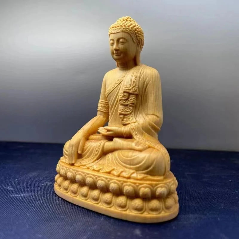 10CM Mini Shakyamuni Buddha Boxwood Figurines Buddha Statues Home Decoration Fengshui Ornaments