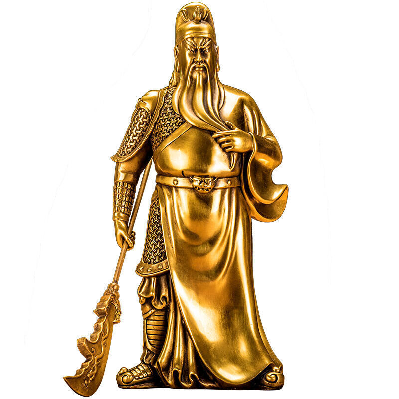 40cm,China brass Buddha Guanyu Guan gong Warrior God wealth Sword Stand Statue