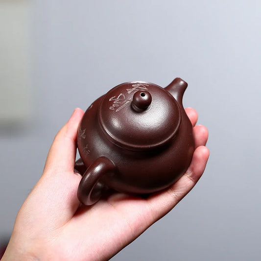 110cc Aged ZINI chinese yixing zisha purple clay handmade small Fanggu Teapot