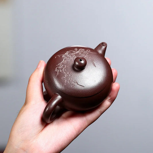 110cc Aged ZiNi Chinese Yixing Zisha Purple Clay Handmade Small Fanggu Teapot