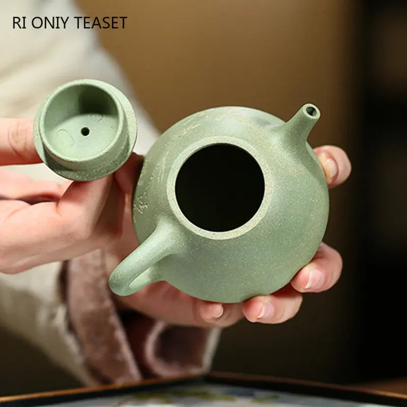 110ml classic Yixing Purple Clay Teapots Raw Ore bean green mud beauty Tea pot Household Stone scoop filter Kettle zisha Tea Set