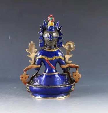 12'' China Tibet Bronze Cloisonne Handwork Carved Bodhisattva Tara Buddha Statue metal handicraft home decoration