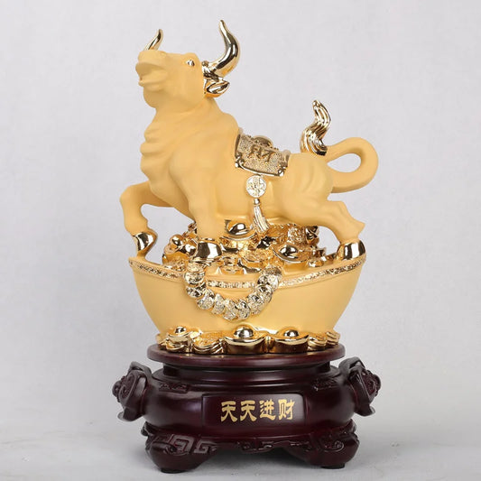 12 Chinese Zodiac Animals Figurines Resin Golden Feng Shui Chinese Zodiac Statue Ornaments Living Room Home Decor Accessories