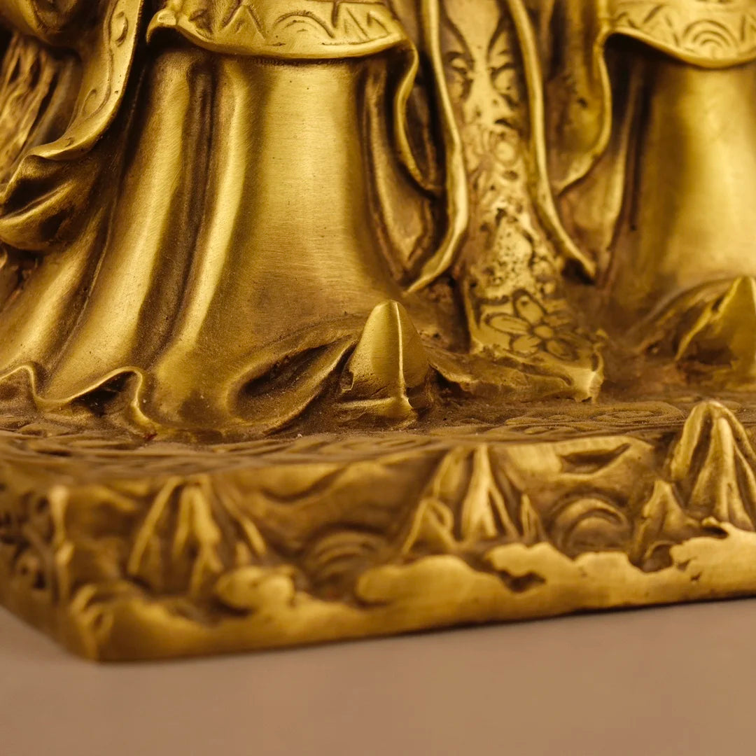 12"Tibetan Temple Collection Old Brass Bixia Yuanjun Mount Taishan Empress Human goodness and evil Worship Hall Town house