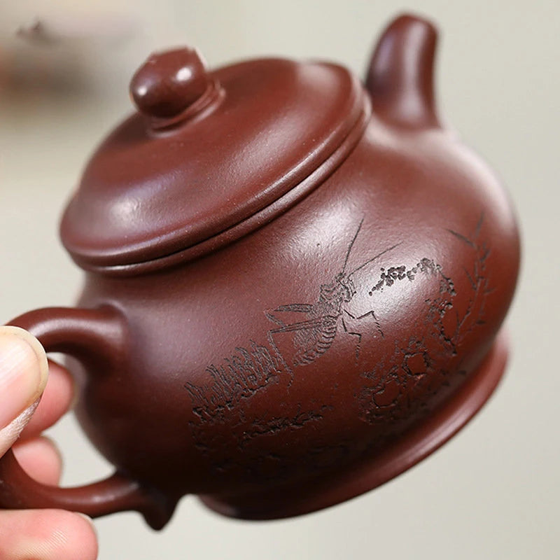 120ml Yixing Small Capacity Purple Clay Teapots Famous Handmade Tea Pot Raw Ore Dragon Blood Sand Kettle Chinese Zisha Tea Set