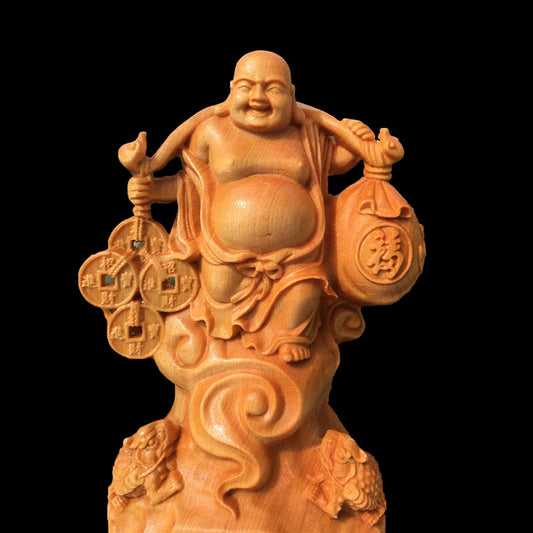 12CM Thuja Wood Wood Sculpture Real Wood Wood Statue Collection Feng Shui Buddha Home Décor Figure Statue Collection Rich