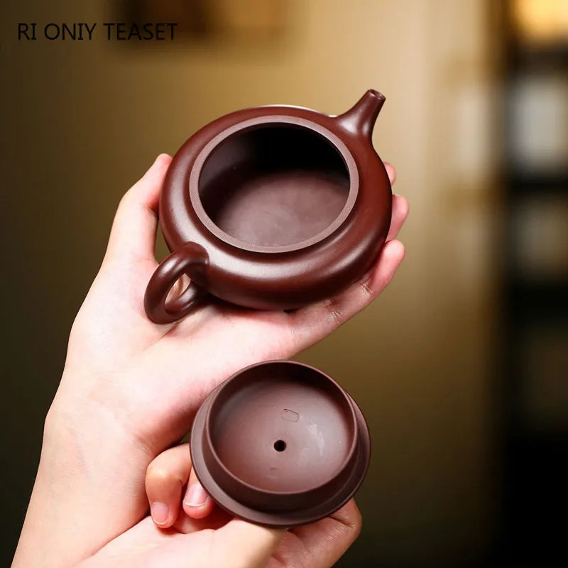 130ml Chinese Yixing Purple Clay Teapots Famous Artists Handmade Raw Ore Purple Zhu Mud Tea Pot Kettle Authentic Zisha Tea Set