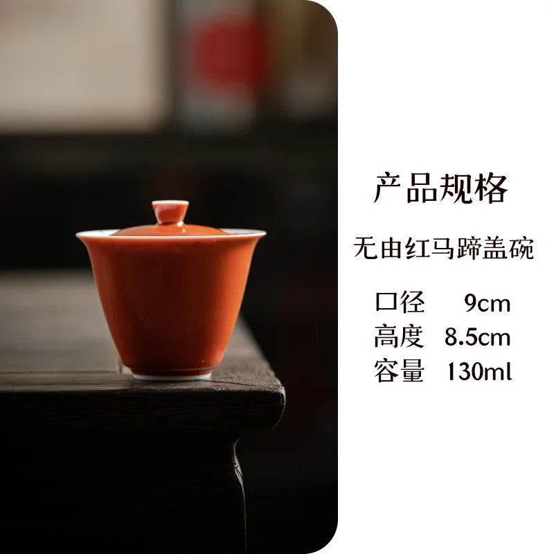 130ml Handwritten Poetry and Prose Ceramic Cover Bowls Chinese Anti Scalding Tea Bowls with Lid Tea Making Gaiwan Kung Fu Tools