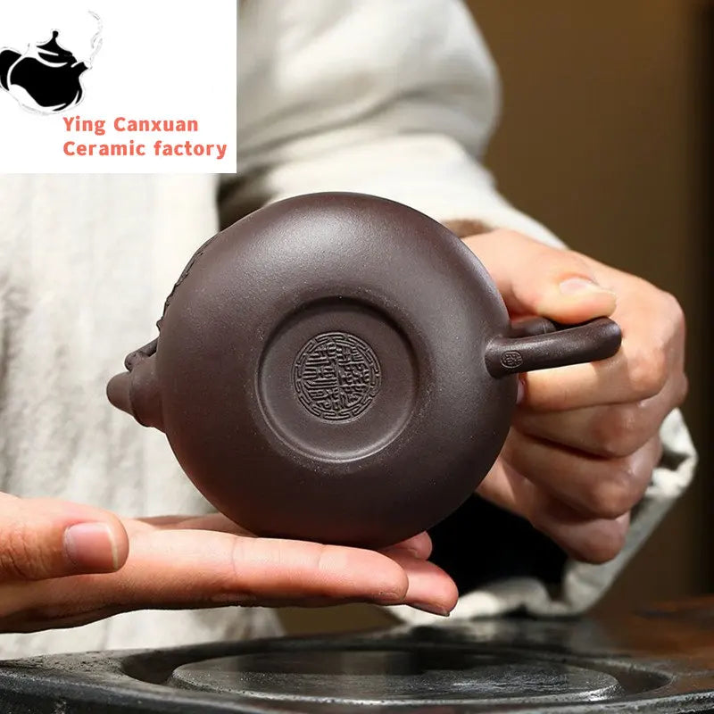 140ml Authentic Yixing Purple Clay Teapots Raw Ore Zhu Mud Bamboo Festival Tea Pot Chinese Tea Ceremony Customized Gifts