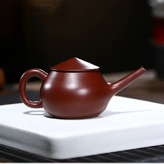 140ml Chinese Yixing Purple Clay Teapots Famous Artists Handmade Tea Pot Raw Ore Purple Red Mud Kettle Zisha Tea Set Teaware
