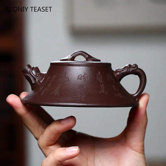 140ml Chinese Yixing Purple Clay Teapots Raw Ore Zhu Mud Stone Scoop Tea Pot Household Zisha Beauty Kettle Tea Set Accessories