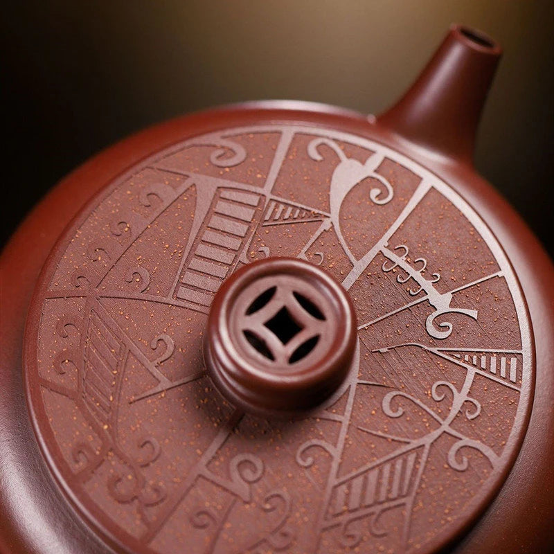 140ml Chinese Yixing Raw Ore Purple Clay Teapots Famous Handmade Coin Tea Pot Purple Zhu Mud Kettle Authentic Zisha Tea Set
