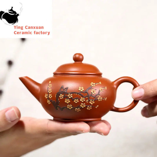 140ml Yixing Purple Clay Teapots Famous Handmade Plum blossom Tea Pot Kettle Chinese Dahongpao Teaware Tea Set Gifts Customized