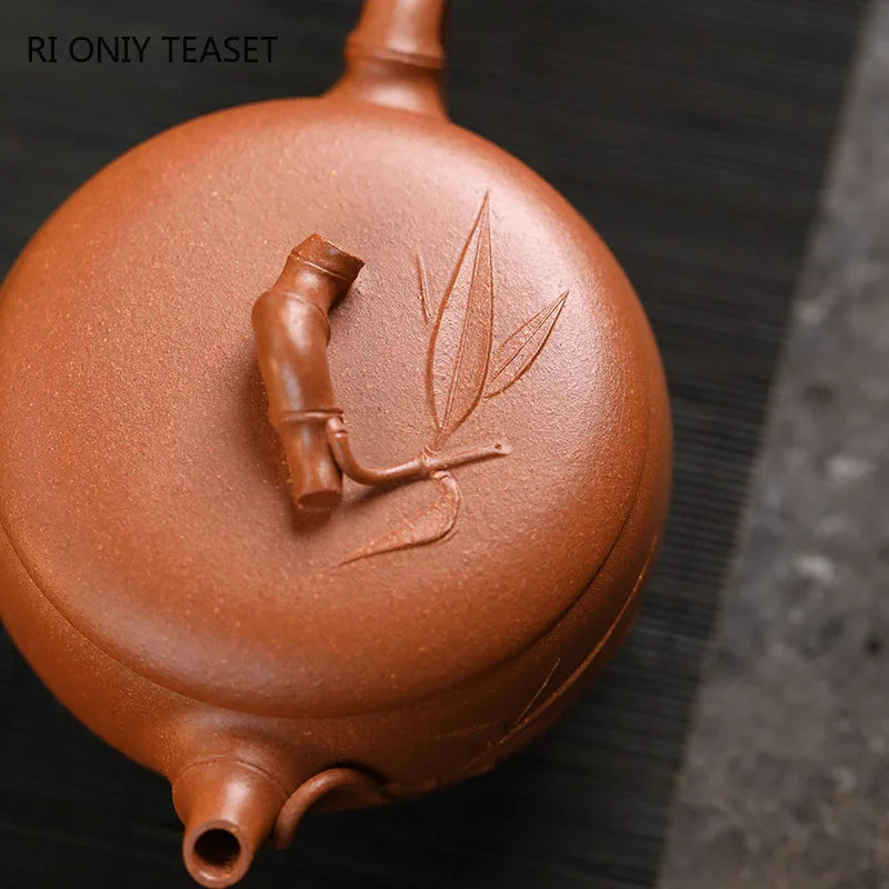 150ml Chinese Yixing Handmade Purple Clay Teapots Beauty Kettle Famous Artists Bamboo Leaf Shape Tea Pot Zisha Tea Set Teaware