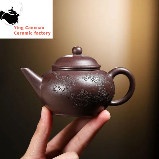 150ml Chinese Yixing Purple Clay Teapots Famous Artists Handmade Tea Pot Raw Ore Old Purple Mud Kettle Zisha Tea Set Teaware
