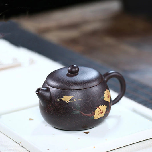 150ml Tradition Yixing Purple Clay Tea Pot Black Gold Sand Filter Teapot Customized Zisha Tea Kettle Handmade Beauty Teaware