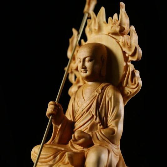 15cm Buddha Solid Wood Statue Ksitigarbha Bodhisattva Figure of Buddha Statue Sculptures Gifts