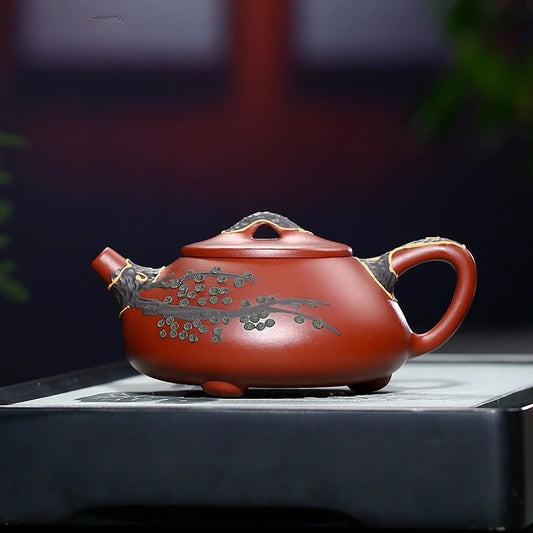 160ml Antique Yixing Purple Clay Tea Pot Handmade Dahongpao Stone Scoop Teapot Chinese Beauty Filter Tea Infuser Zisha Teaware