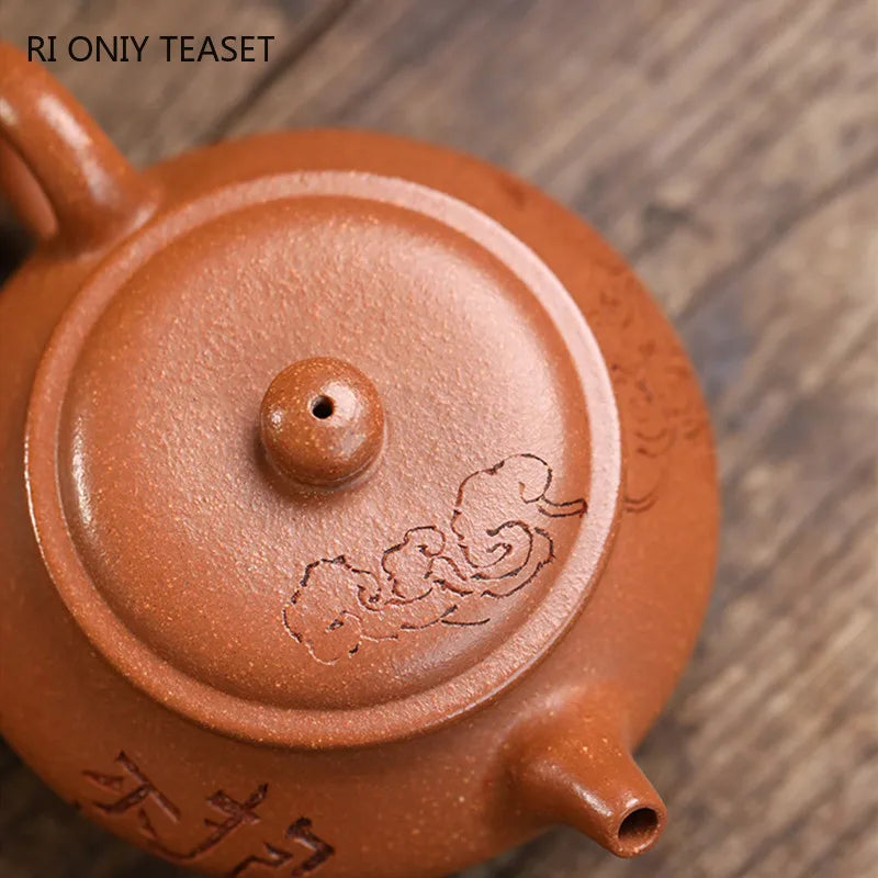 160ml Authentic Yixing Handmade Purple Clay Teapots Famous Artists Hand-carved Tea Pot Kettle Chinese Zisha Tea Set Teaware