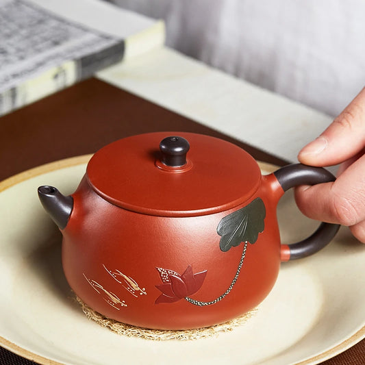 160ml Authentic Yixing Purple Clay Teapot Master Hand-made Large Diameter Stone Scoop Tea Infuser Home Zisha Beauty Tea Sets