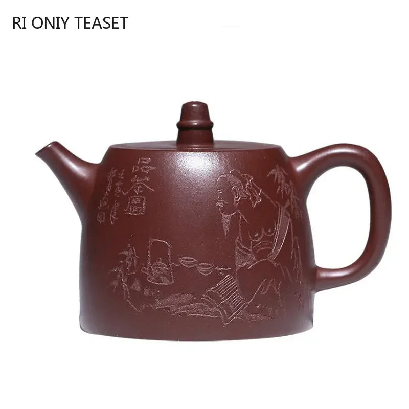 160ml Chinese Yixing Purple Clay Teapots Famous Artists Handmade Tea Pot Raw Ore Dragon Blood Sand Kettle Zisha Tea Set Teaware