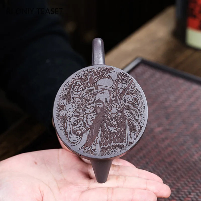 160ml Chinese Yixing Purple Clay Teapots Large Caliber Famous Artists Handmade Tea Pot Kettle Authentic Zisha Tea Set Teaware