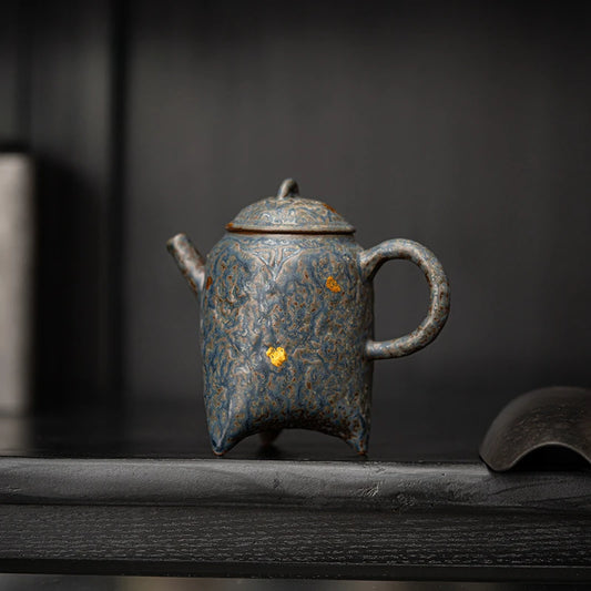 160ml High Grade Bronze Glaze Teapot Aesthetic Old Rock Mud Pot Tea Maker Kettle with Filter Kung Fu Tea Teaware Decoration Gift