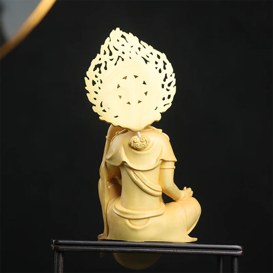 16cm Boxwood Buddha Feng Shui Car Hanging Wood Statue Zen Real Wood Wood Sculpture Home Décor Rich God
