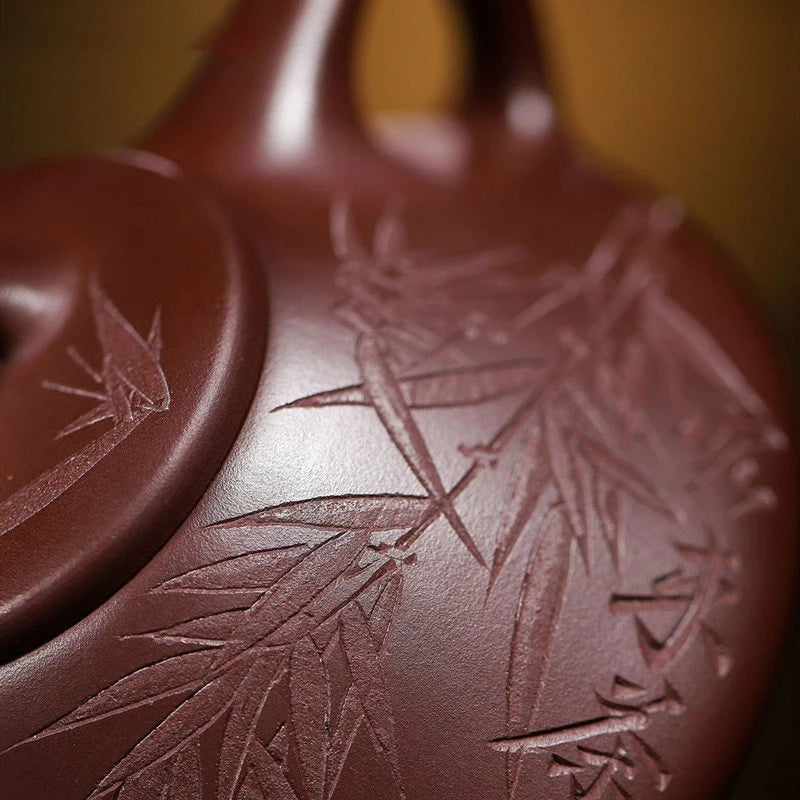 170ml Chinese Yixing Raw Ore Purple Clay Teapots Famous Artists Handmade Stone Scoop Tea Pot Beauty Kettle Zisha Tea Set Teaware