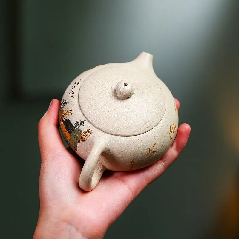 170ml Yixing Purple Sand Pot Pure Handmade Teapot Home Tea Set White Duan Mud Flat Xishi Kungfu Tea Set