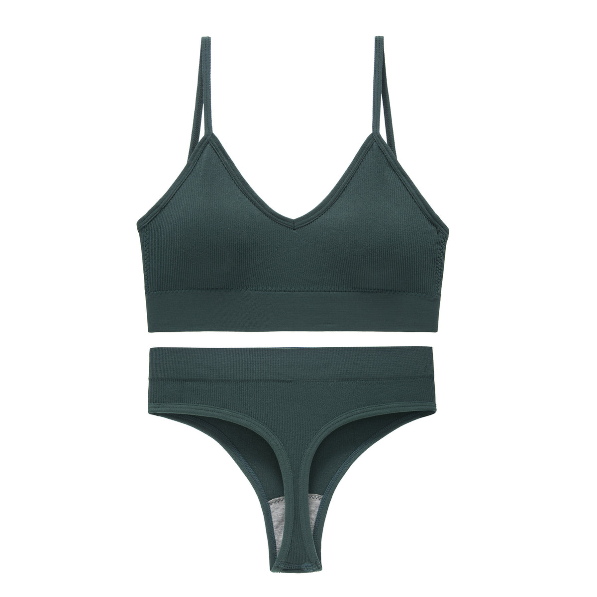 Women's Non Steel Ring Shockproof Sports Bra Gathering Back Yoga Thong Set