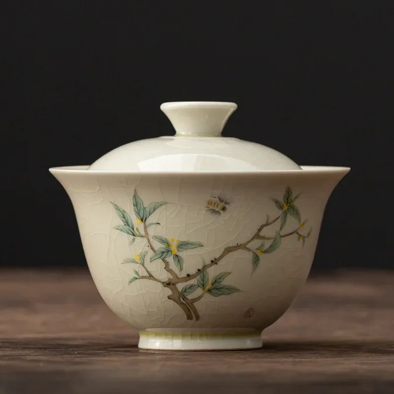 180ml Antique Gaiwan for Tea Ceramic Landscape Tureen with Lid Tea Making Teaware Chinese Cup Tea Ceremony Tea Bowl Chawan Gift