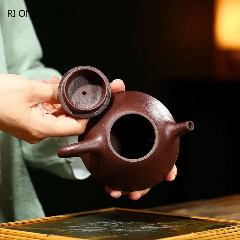 180ml Authentic Yixing Purple Clay Teapot Master Handmade Stone Scoop Tea Pot Raw Ore Beauty Kettle Chinese Zisha Tea Set