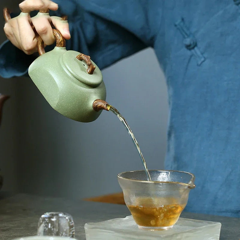 180ml Authentic Yixing Purple Clay Teapots Famous Handmade Tea Pot Raw Ore Bean Green Sand Kettle Chinese Zisha Tea Set Teaware