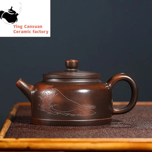 180ml Chinese Traditional Yixing Purple Clay Teapots Authentic Handmade Ball Hole Filtration Tea Pot Beauty Kettle Zisha Tea Set