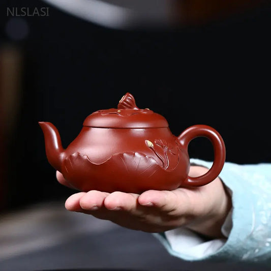 180ml Chinese Yixing Purple Clay Teapot Master Handmade 9 Hole Filter Beauty Tea Kettle Raw Ore Dahongpao Zisha Tea Set