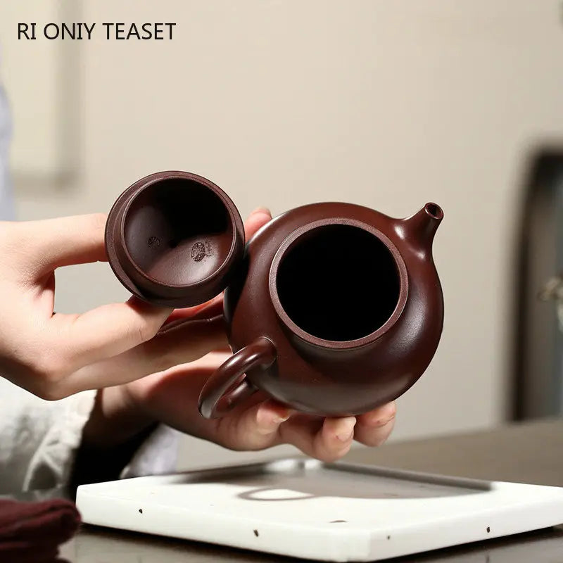 180ml Chinese Yixing Purple Clay Teapots Famous Artists Handmade Tea Pot Raw Ore Beauty Kettle Authentic Zisha Tea Set Teaware
