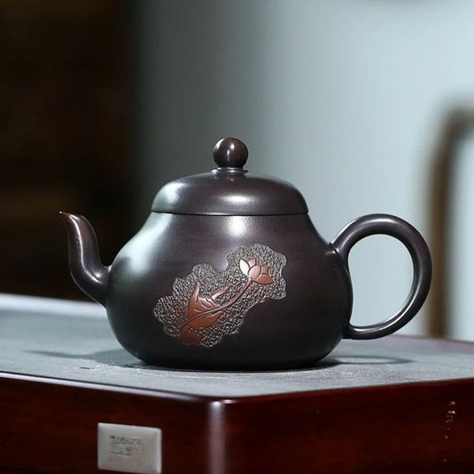 180ml Yixing Raw Ore Purple Clay Teapot Master Hand-painted Beauty Tea Pot Ball Hole Filter Kettle Customized Zisha Tea Set
