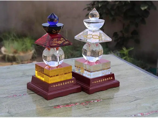 18CM Thailand crystal buddha Pagoda HOME efficacious Tantric talisman Tibet Buddhism buddha dagoba stupa tower pagoda statue