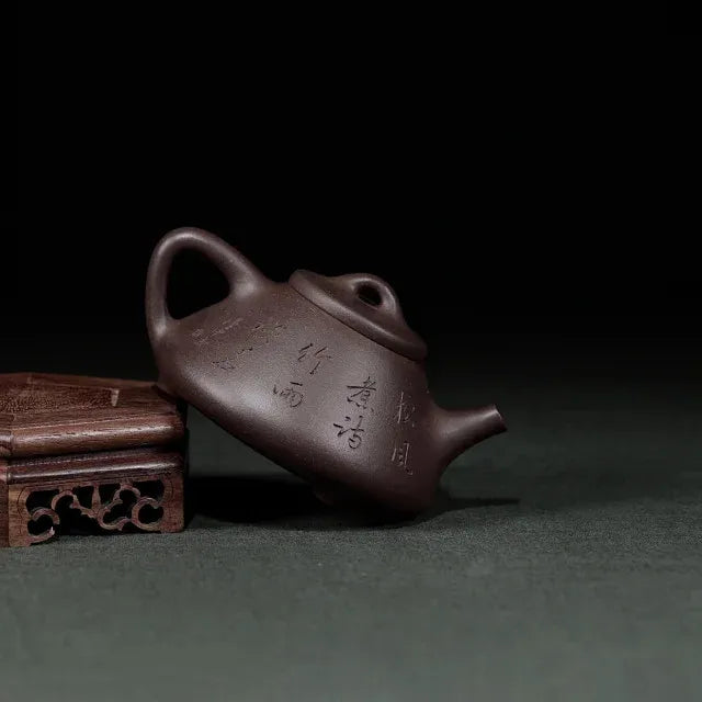 190ML Hand-painted Design of Bamboo Leaves Yixing Teapot Handmade Clay Kettle Puer Tea Set Kung Fu Zisha Teaware
