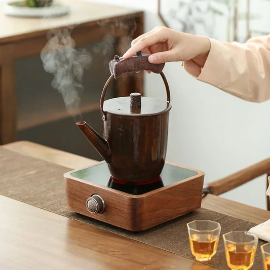 1L Pure Copper Teapot Water Kettle Tea Coffee Pot Retro Copper Water Boiler Outdoor Kettle Drinkware Tableware
