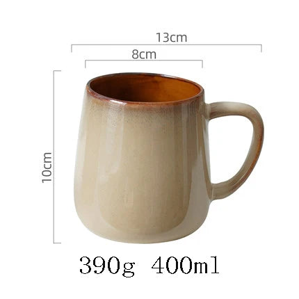 1PC European Style Ceramic Kiln 400ML Retro Coffee Tea Cup Restaurant Breakfast Office Water Mugs Home Drinkware Set
