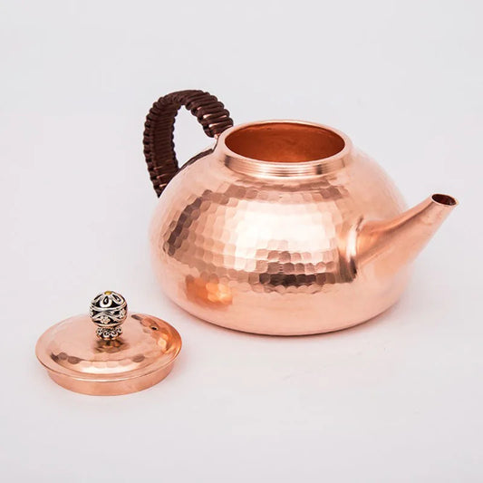 1l Side Handle Teapot Vintage Purple Copper Pot Chinese Large Hot Water Kettle Metal Burn Kettle Household Items Infuser Teapot